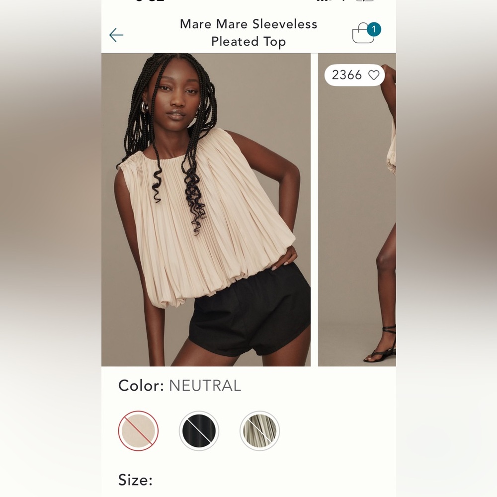 NWT Mare Mare pleated sleeveless top with bubble hem